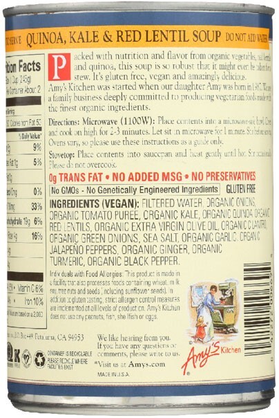 Amy’s Organic Quinoa, Kale & Red Lentil Soup – 14.4 oz