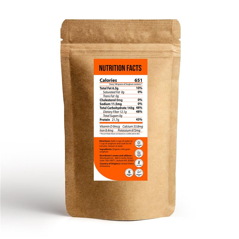 Organic Whole Grain Sorghum – Non-GMO, Gluten-Free- Ancient Grain- 2Lb