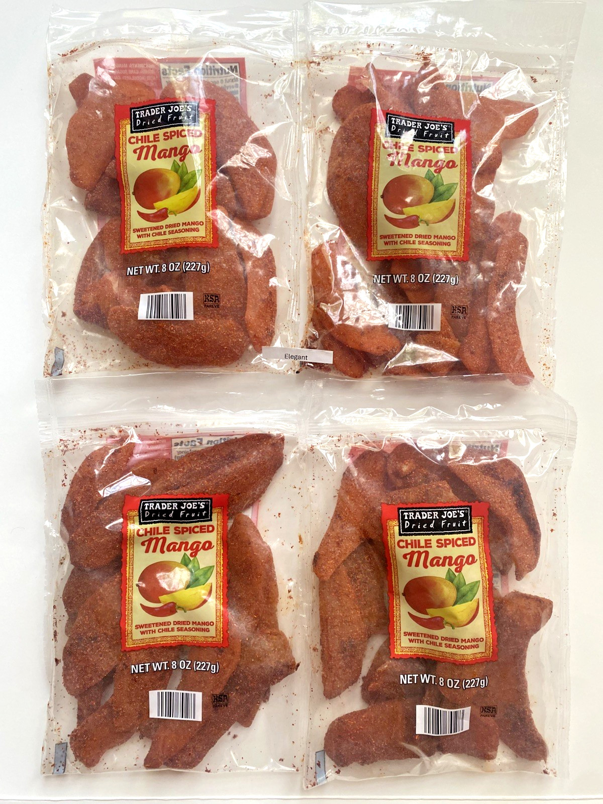 4 Packs Trader Joe’s Chile Spiced Mango Dried Fruit 8 oz Each Pack, Total 2 lbs