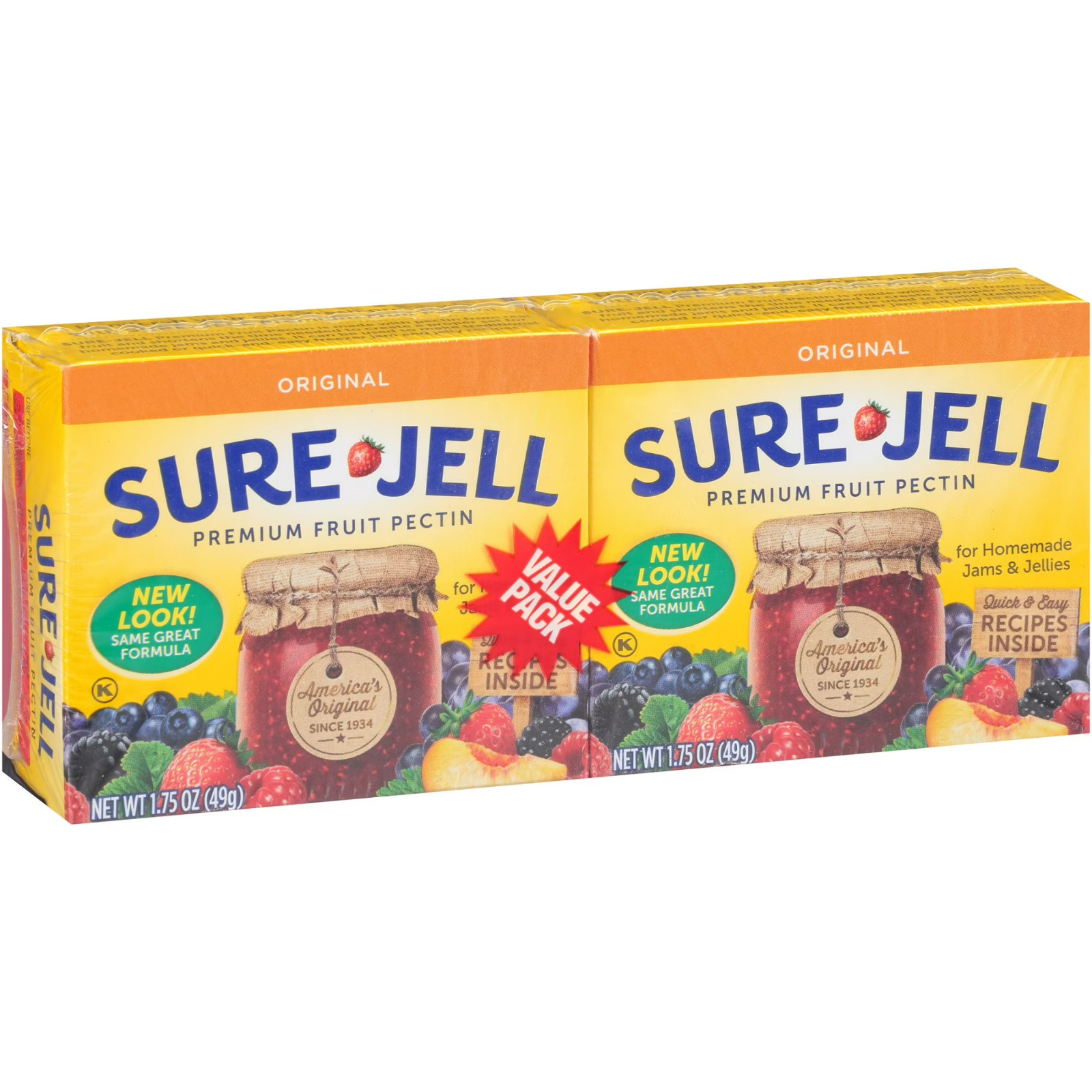 4 Pack Sure Jell Original Fruit Pectin 2 Ct 1.75 oz Boxes for Jams Jellies