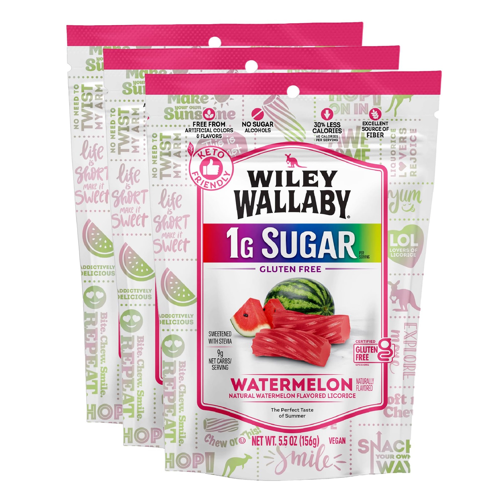 Licorice 5.5 Ounce Watermelon Low Sugar Gluten Free Gourmet Soft & Chewy Aust…