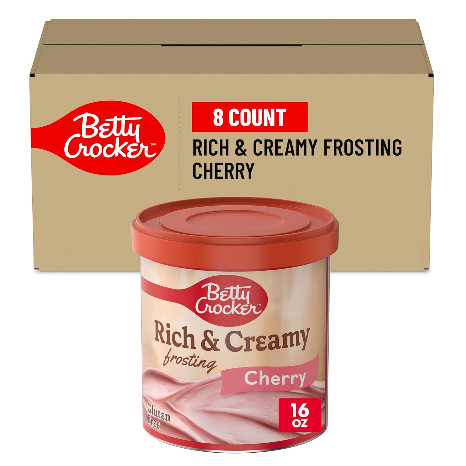 Rich and Creamy Cherry Frosting, Gluten Free, 16 Oz (Pack of 8)