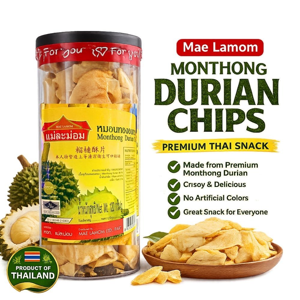 Premium Thai Durian Chips 120g Crispy Fried Monthong Fruit Snack Food Lover Gift