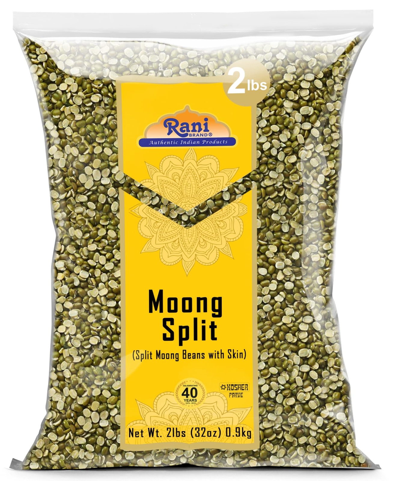 Rani Moong Split (Split Mung Beans WITH skin) Indian Lentils, 32oz (2lbs) 907g