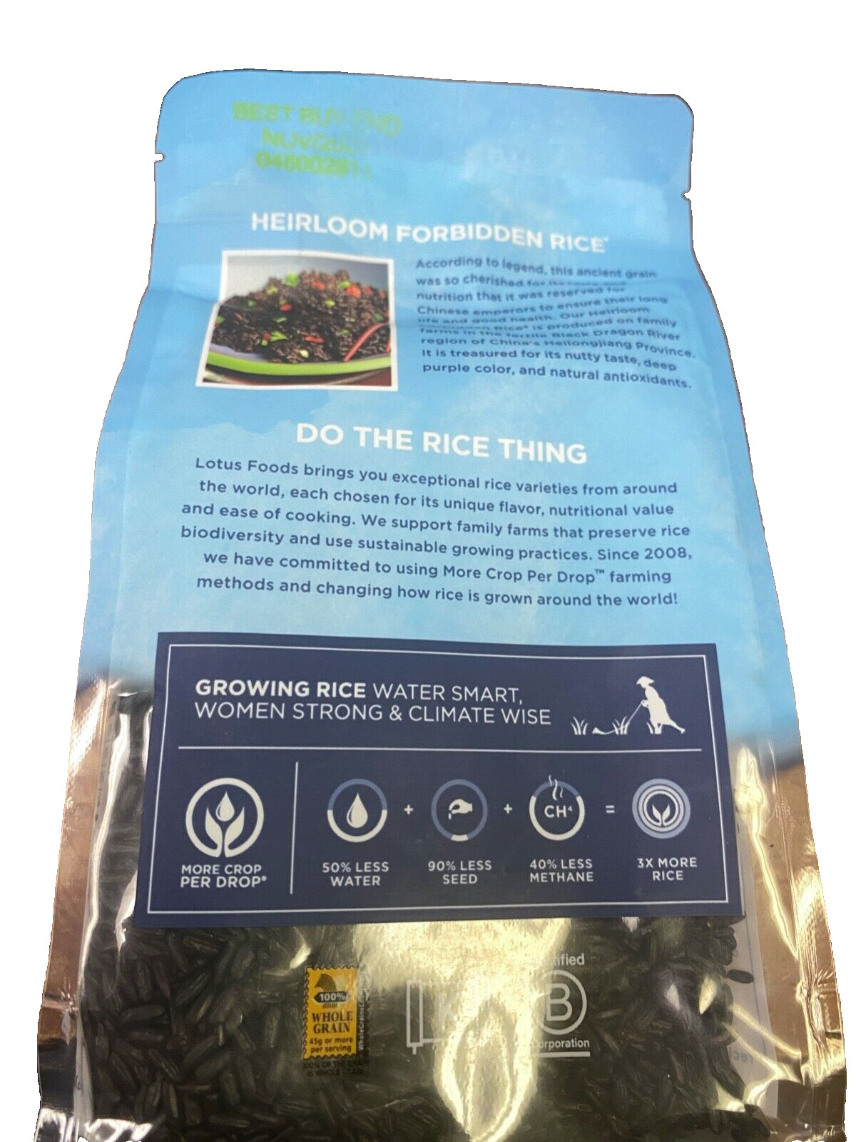 Lotus Foods Heirloom Forbidden Black Rice – 15 oz.
