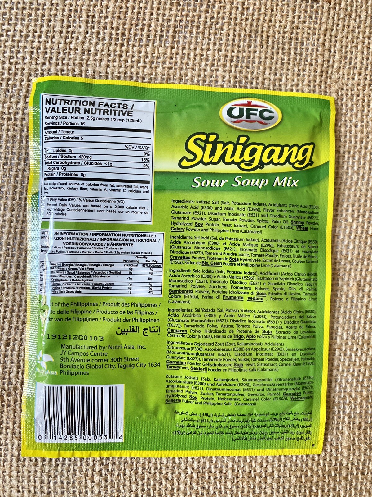 UFC SOUR SOUP MIX, SINIGANG, A Filipino Dish, 1.4 Oz, 40 grams