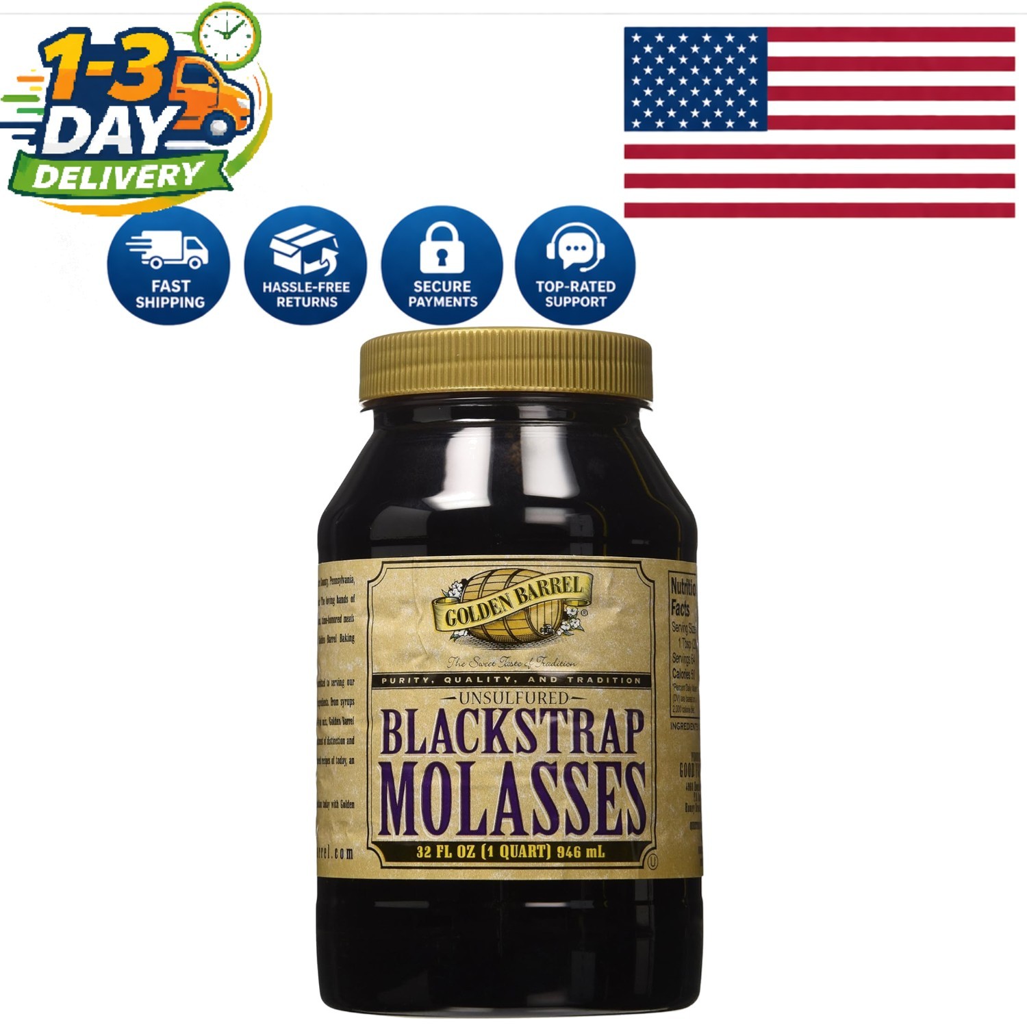 Robust Unsulfured Black Strap Molasses 32 oz – Natural Energy Source for Recipes