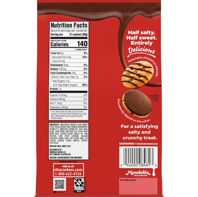 3 Pack RITZ Drizzled Minis Fudge Crackers 8 oz Bags Sweet & Salty Snack Crackers