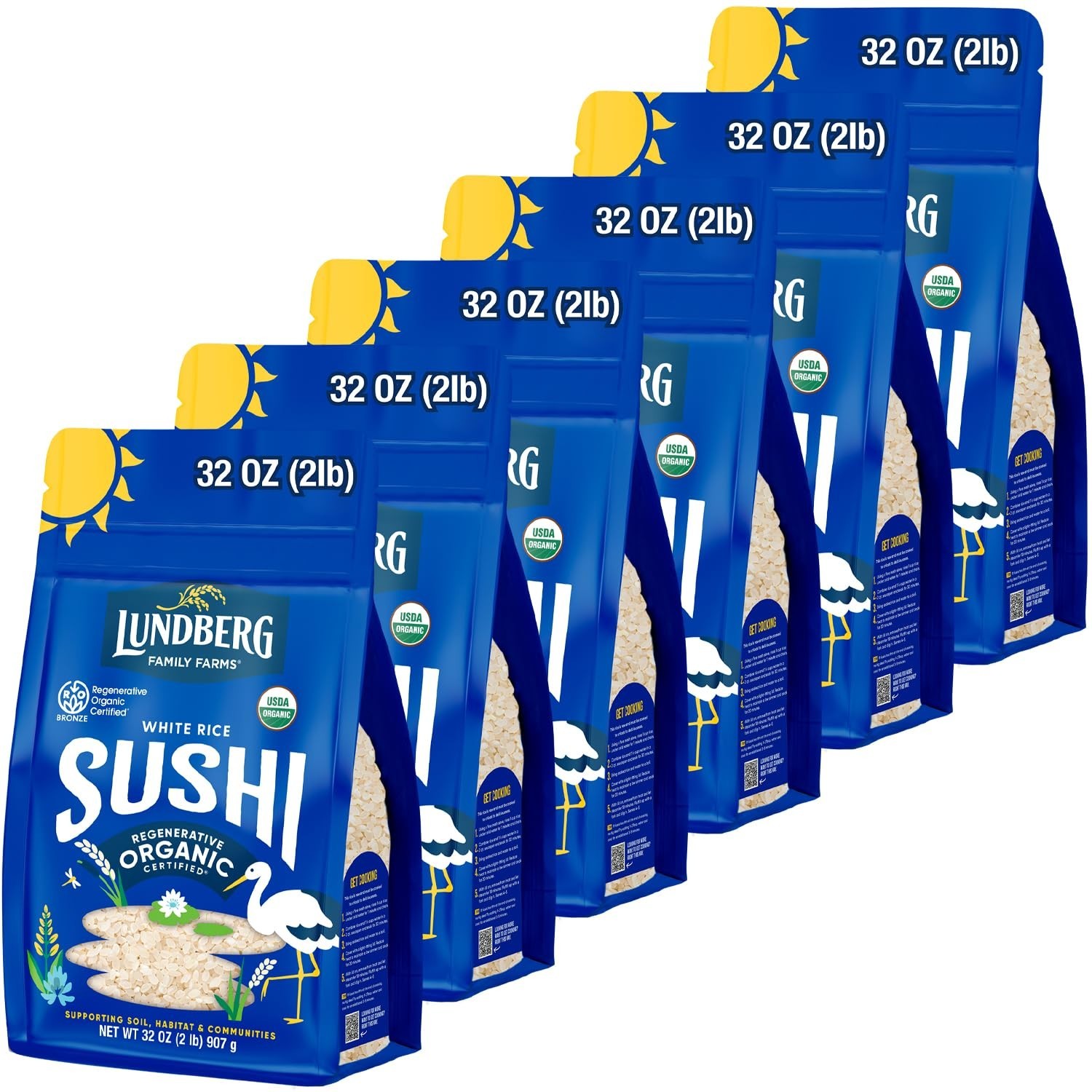 Organic Sushi Rice 6-Pack – Short-Grain, , 192 Oz Pouch for Healthy Meals