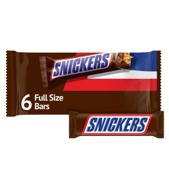 Snickers Full Size Chocolate Candy Bars 6 Pack 11.16 oz 1 or 2 Pack