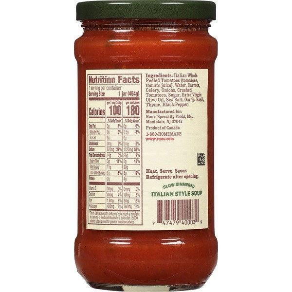 Rao’s Homemade Slow Simmered Soup 🍜 Tomato 🍅 Basil🌿 16 Oz (Pack of 6)