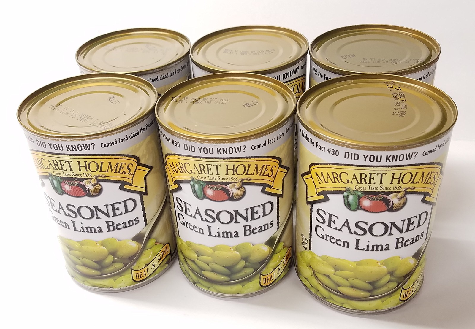 Margaret Holmes, Medium Seasoned Green Lima Beans, 15oz 15 Ounce (Pack of 6)