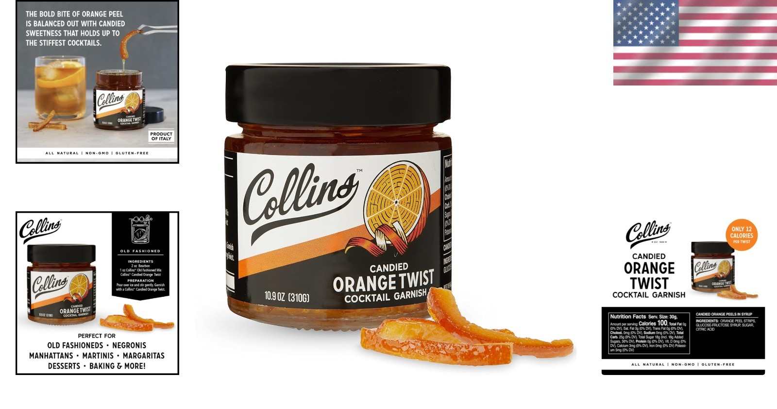 10.9 oz Orange Peel Twists in Syrup – Perfect Garnish for Cocktails and Desserts