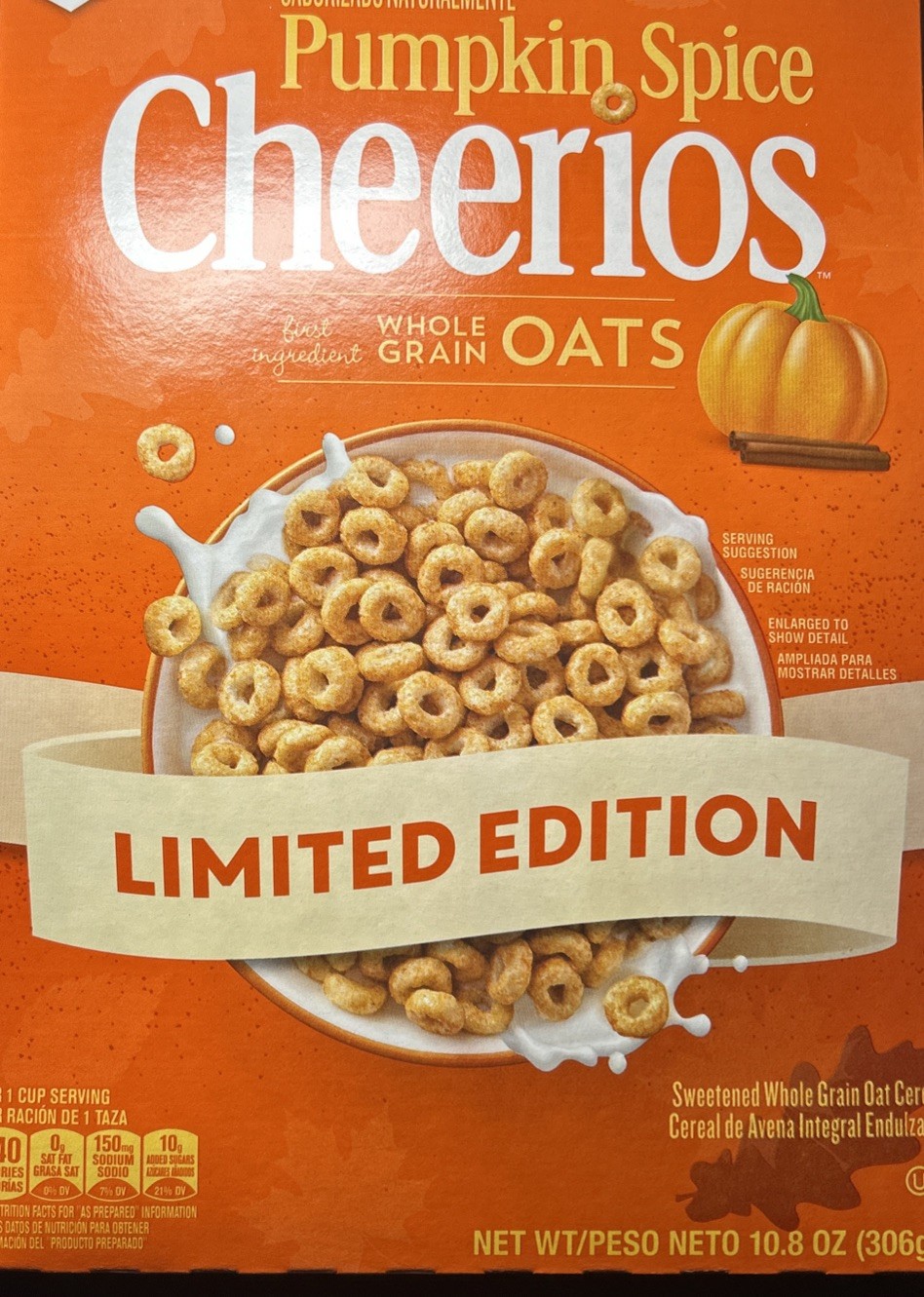 Pumpkin Spice Cheerios, Limited Edition Collectible Cereal, 10.8 OZ 20 June 2026
