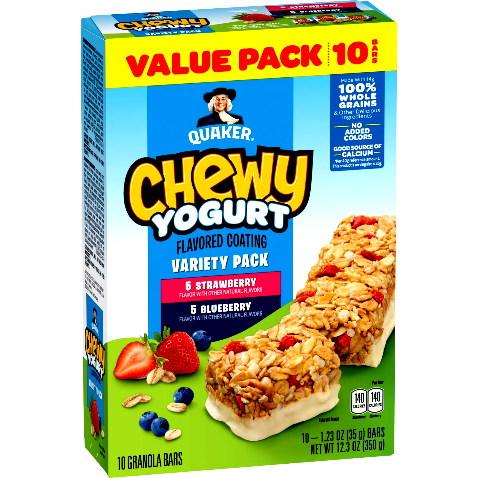 Quaker Chewy Yogurt Bars – Strawberry & Blueberry Variety Pack 10 Bars (12.3 oz)