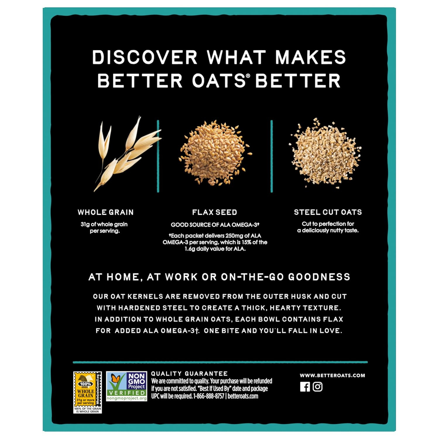 Better Oats Original Steel Cut Oatmeal Packets Original Flavor Pack of 6