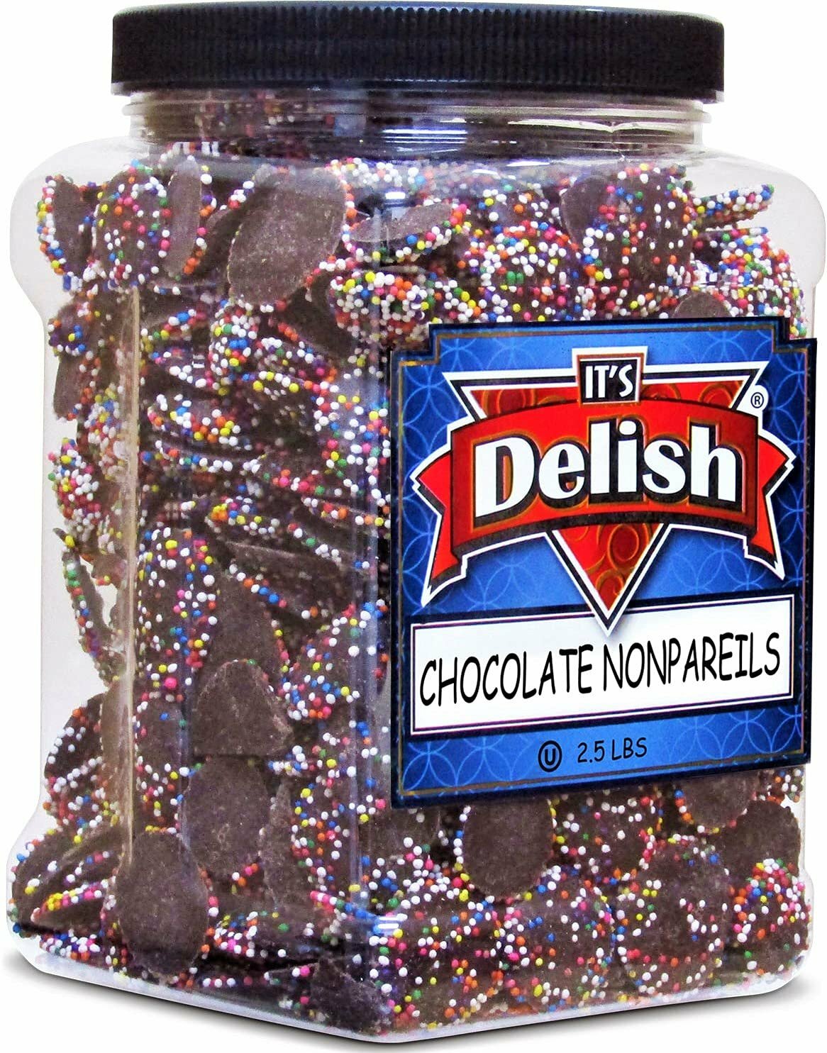 Rainbow Nonpareils Coated Dark Chocolate Discs by It’s Delish, 2.5 Lbs Jumbo…