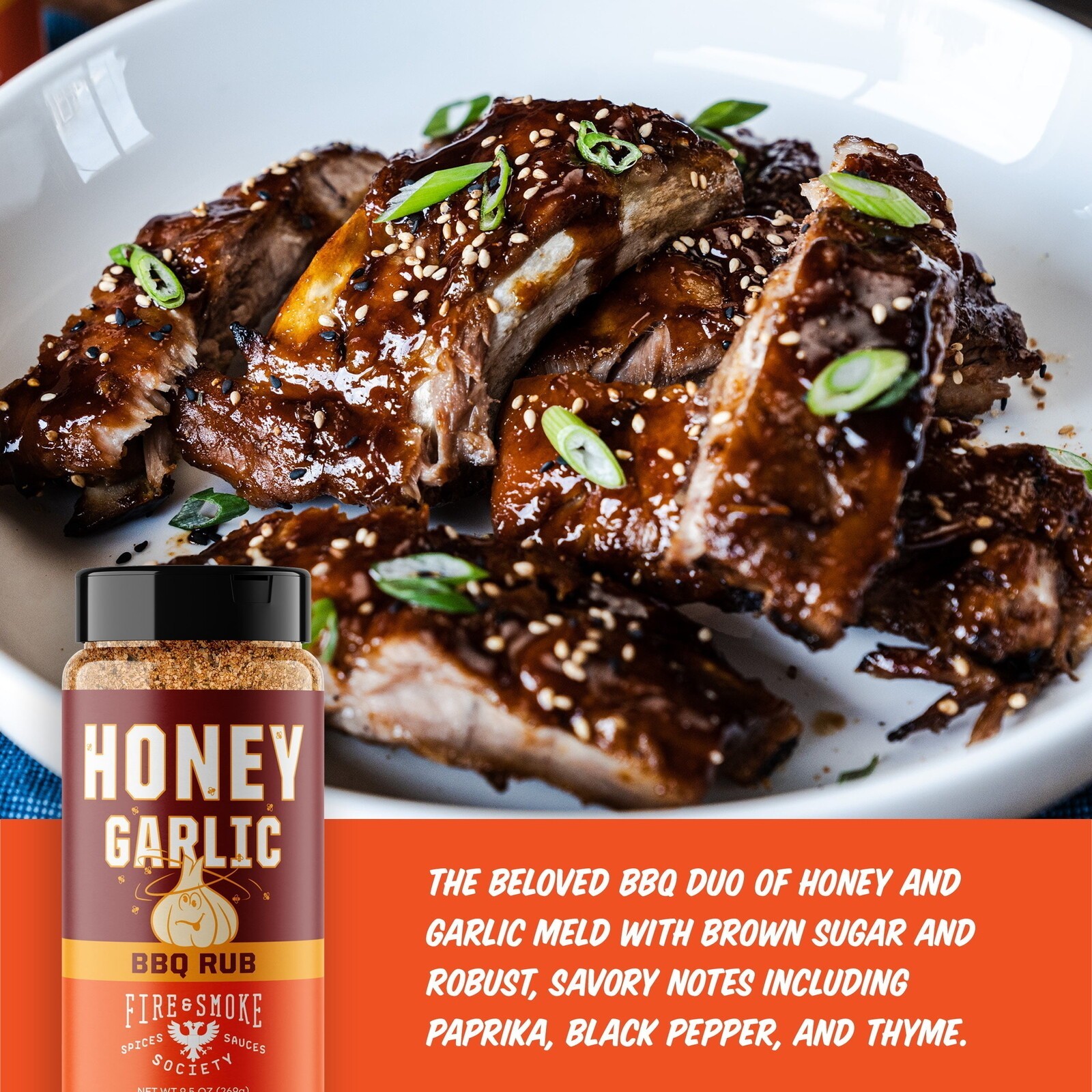 Honey Garlic BBQ Rub BBQ Seasoning 9.5 Ounce Mixed Seasonings Blend