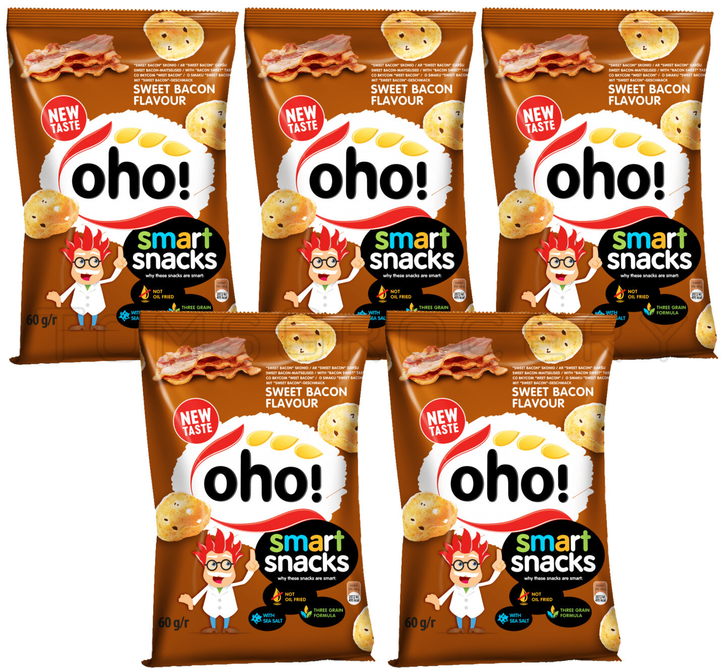 5 OHO SWEET BACON Flavor Chips Low Fat Corn Snacks Crisps 60g 2.1oz