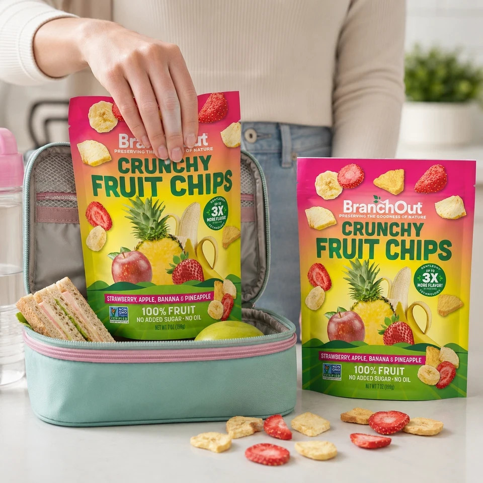 BranchOut Crunchy Fruit Chips, No Added Sugar, 7 Ounce Each. ( 2 Pack )