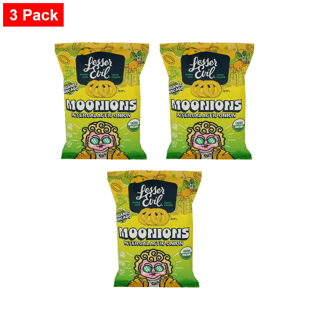 Lesserevil Organic Intergalactic Onion Moonions, 6 Oz – 3 Pack