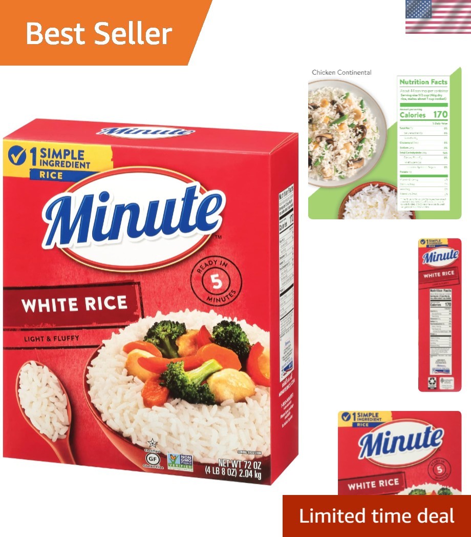 Instant 72-Ounce Box of White Rice – Perfect for Quick Meals & Sweet Desserts