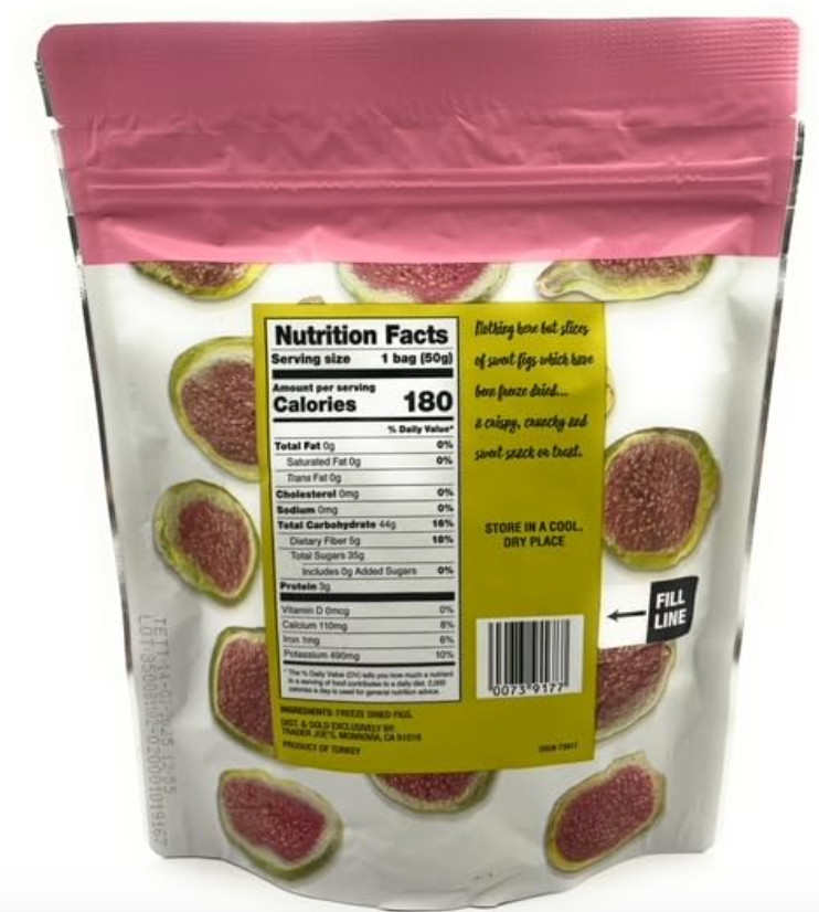 Trader Joe’s Freeze Dried Fig Slices Unsweetened Unsulfured 1.76 oz Each RARE