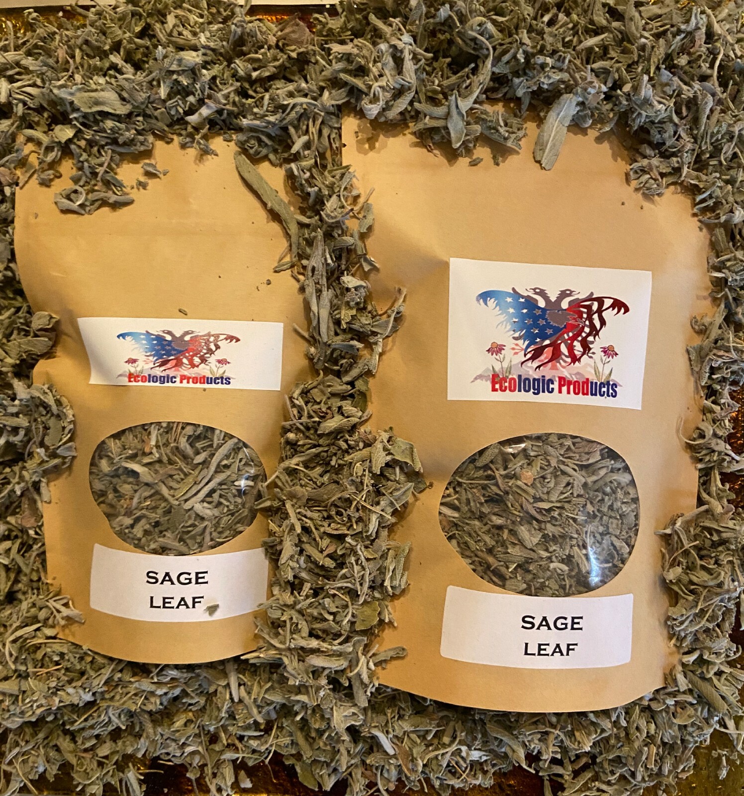Sage Leaves, European Wild Harvested, 1-16 oz. Free Shipp. Natural, Medium Cut.