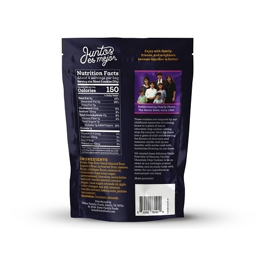 Siete Family Foods Hint Of Mexican Vanilla Chocolate Chip Cookies, 4.5 Ounce,