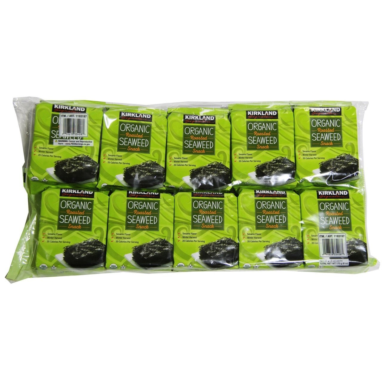 Kirkland Organic Roasted Seaweed Snack,0.6 oz – Pack of 10