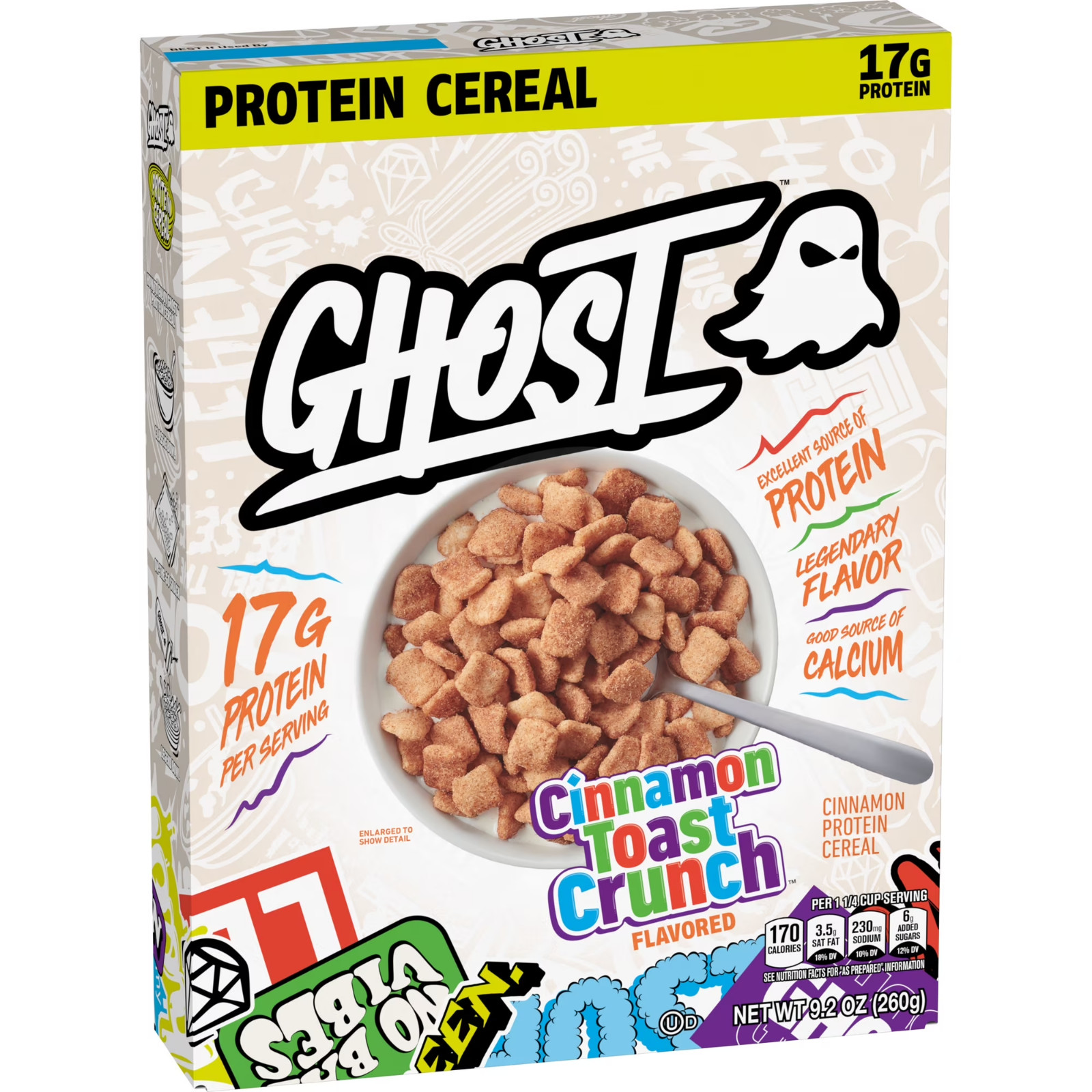 GHOST PROTEIN CEREAL, CINNAMON TOAST CRUNCH Flavor, 17G Protein, 9.2 oz