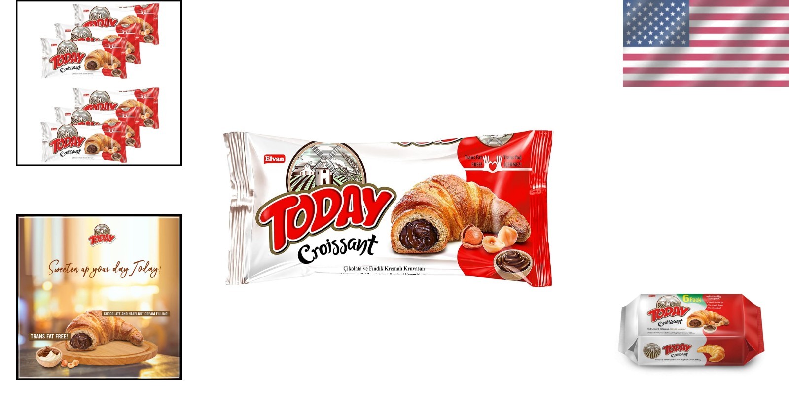 Soft and Rich Croissants with Hazelnut Filling | 6 Individually Wrapped Packs