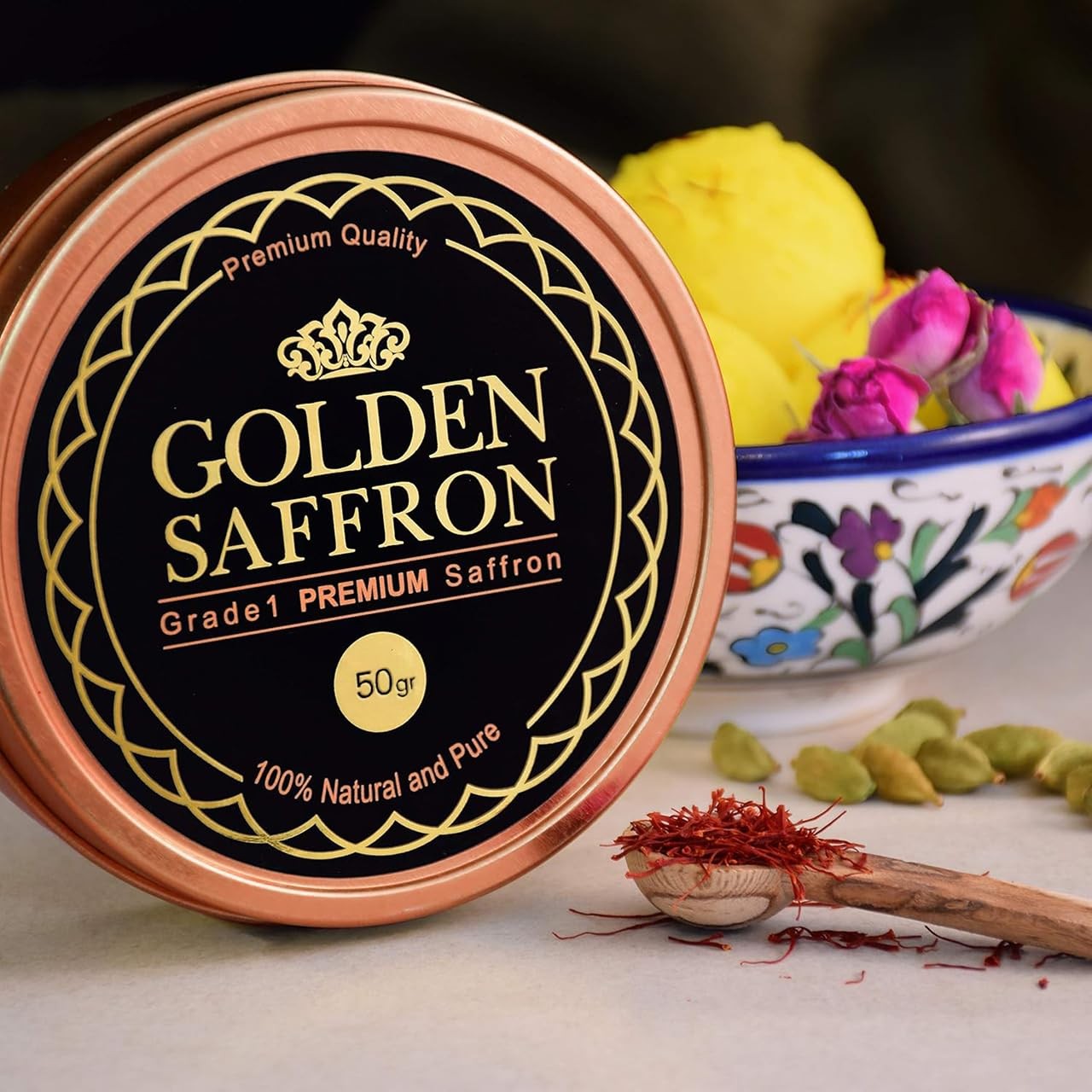 Golden Saffron, Finest Pure Premium All Red Saffron Threads, Grade A+ Super N…
