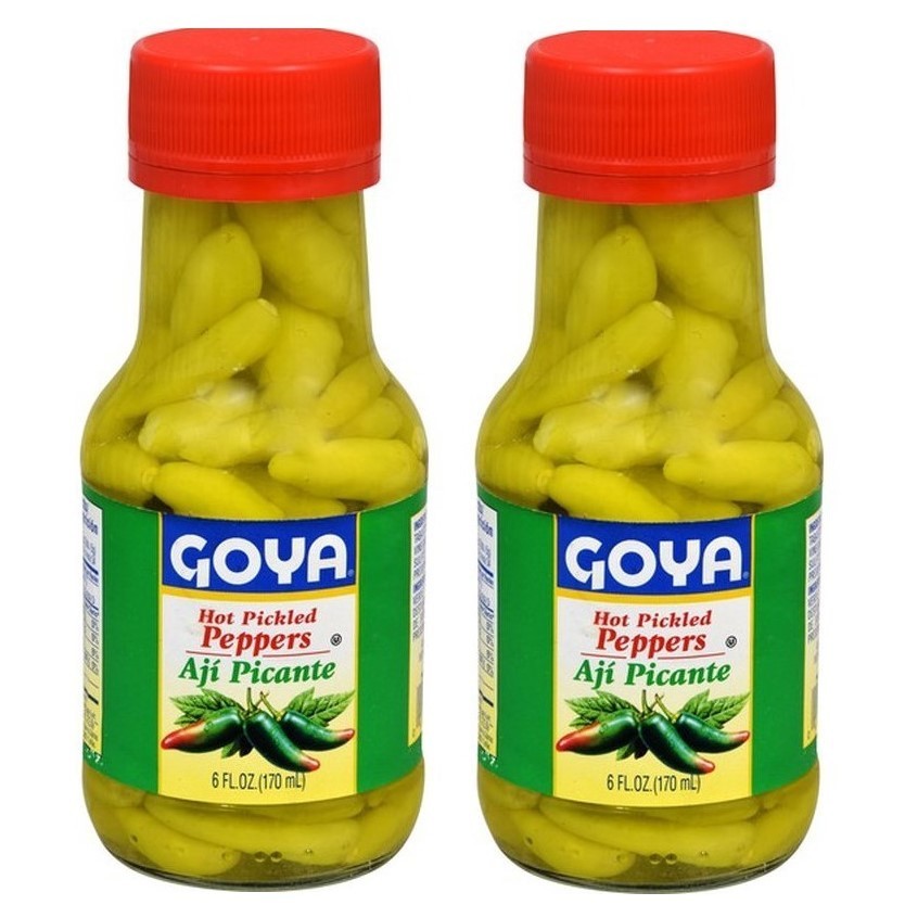 Goya Hot Pickled Green Peppers 6 Oz Bottle (Pack of 2)