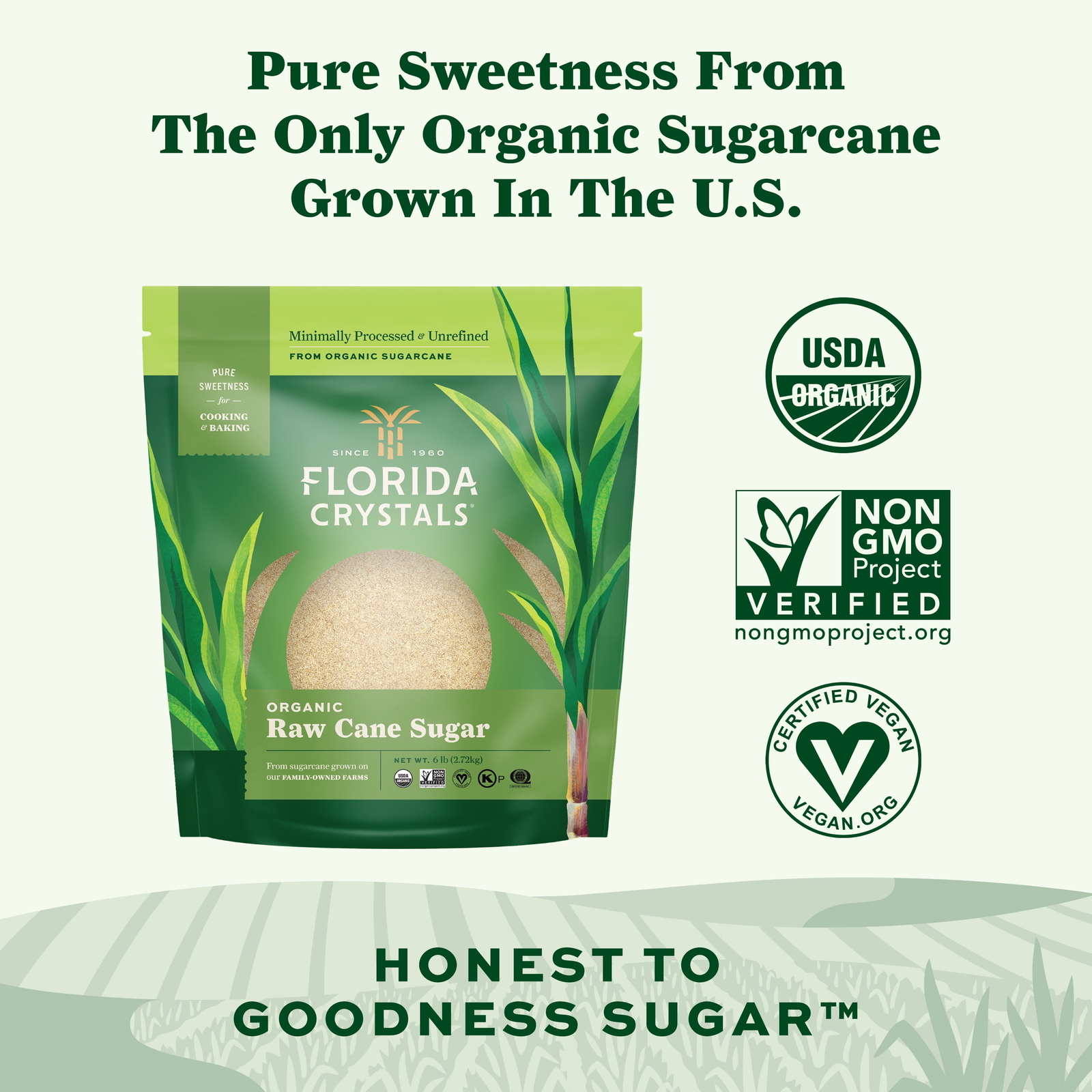 Florida Crystals Regenerative Organic Cane Sugar, 6 lb Pouch