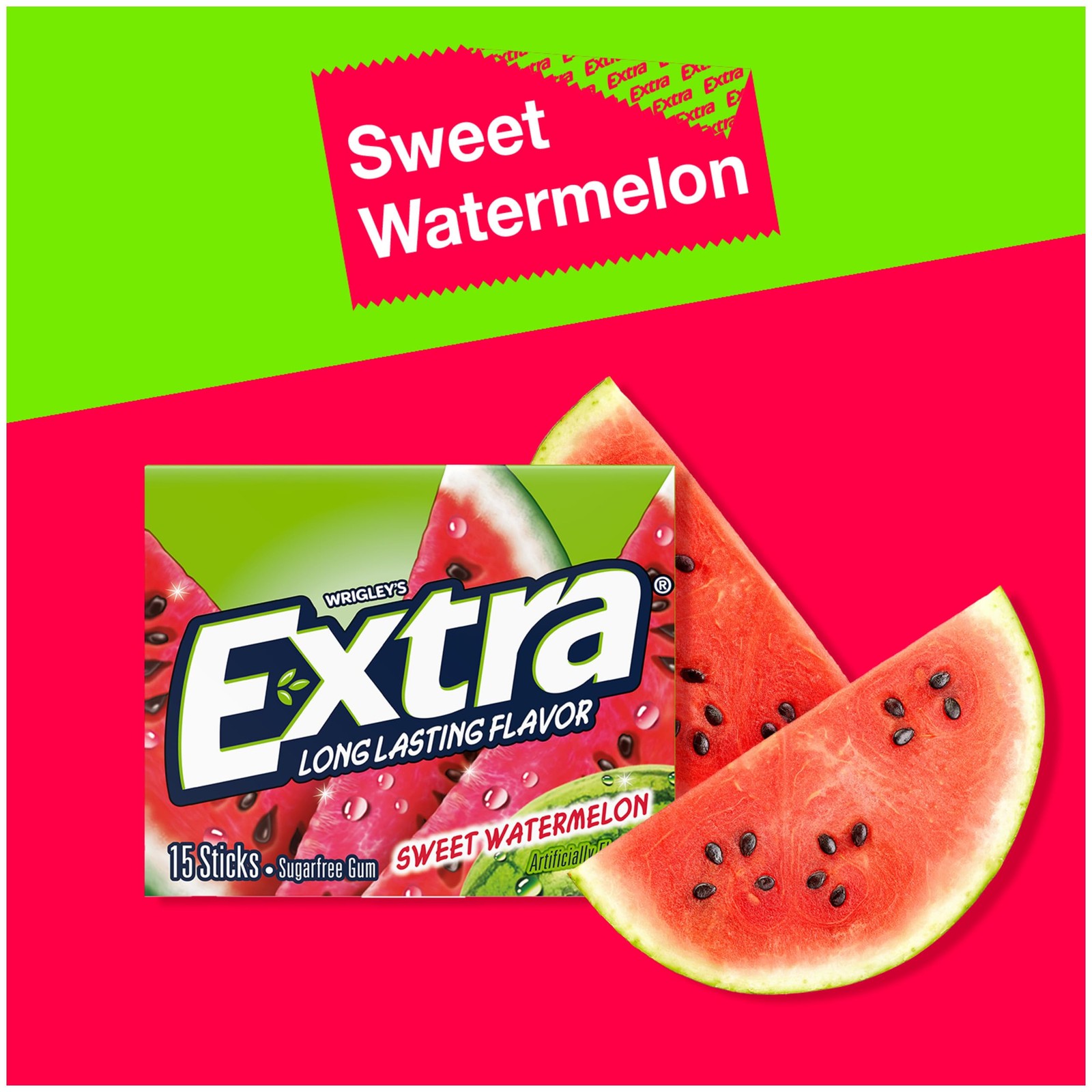 Gum Sweet Watermelon Sugarfree, 15 Count (Pack of 10), Limited Edition free ship