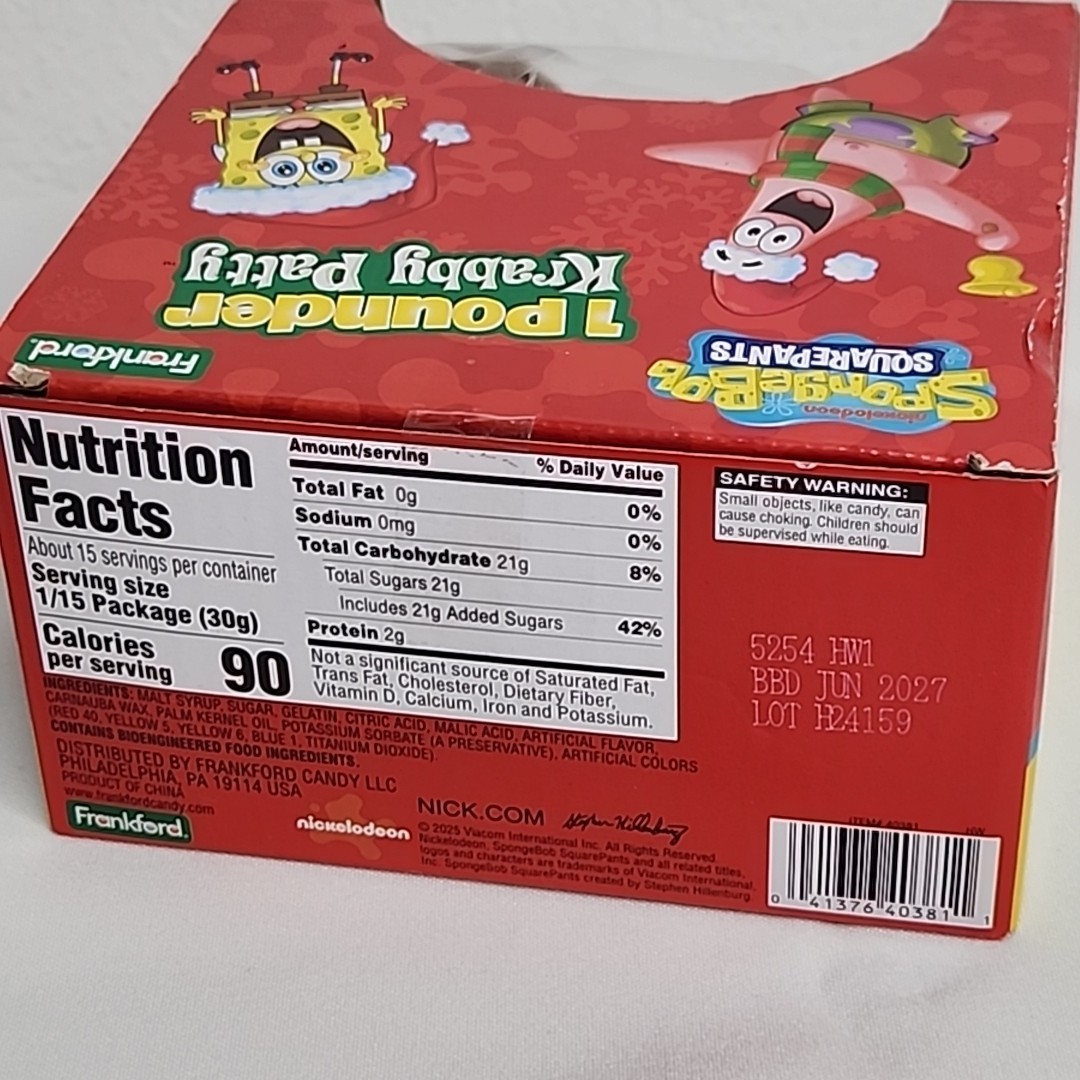 SpongeBob SquarePants 1 Pounder Krabby Patty Gummy Hamburger Christmas Candy
