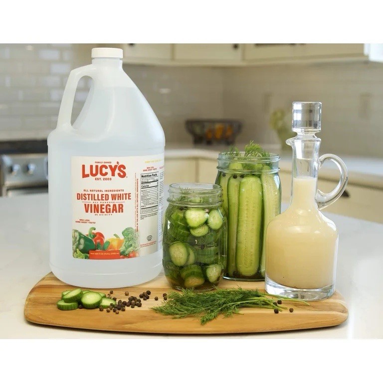 Lucy’s Natural White Vinegar | 5% Acidity | 128 Oz |Perfect for Cooking,Pickling