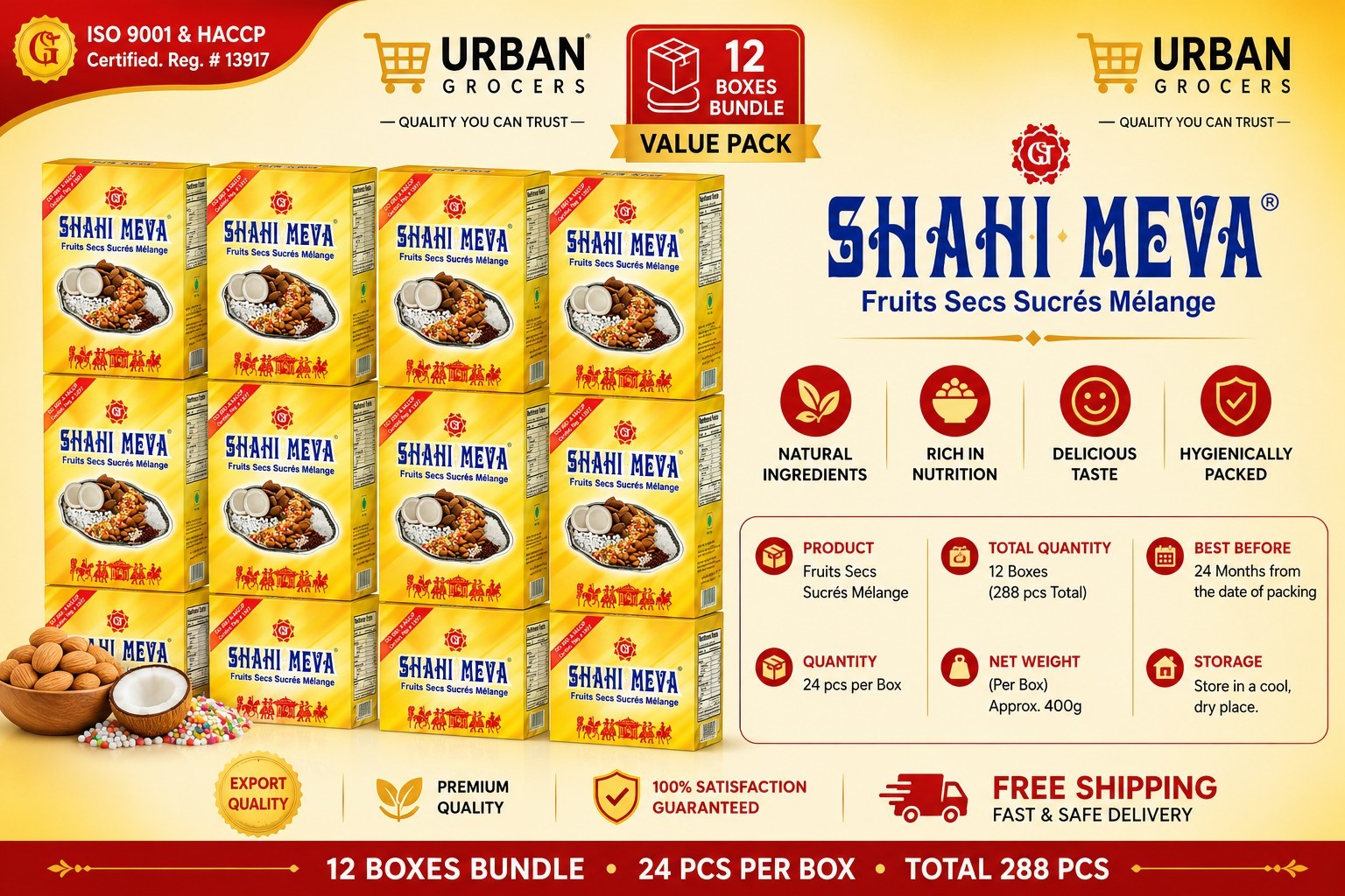 Shahi Meva 12 Boxes 288 Packets (24 Pcs Box) | Premium Quality | Free Shipping