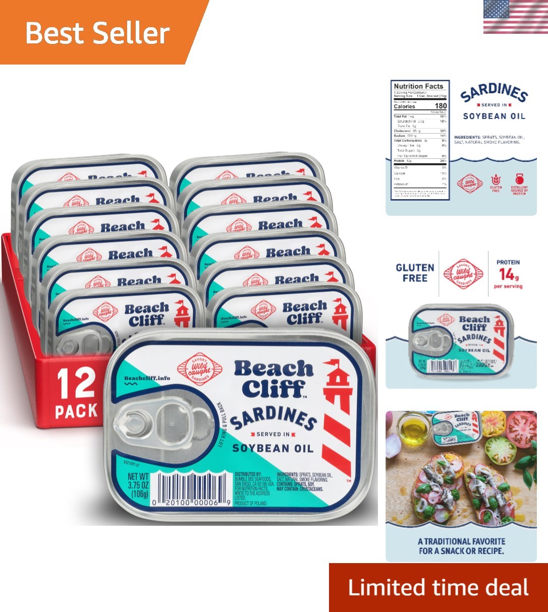 Flavorful Wild Caught Sardines in Soybean Oil – Gluten Free, High Protein