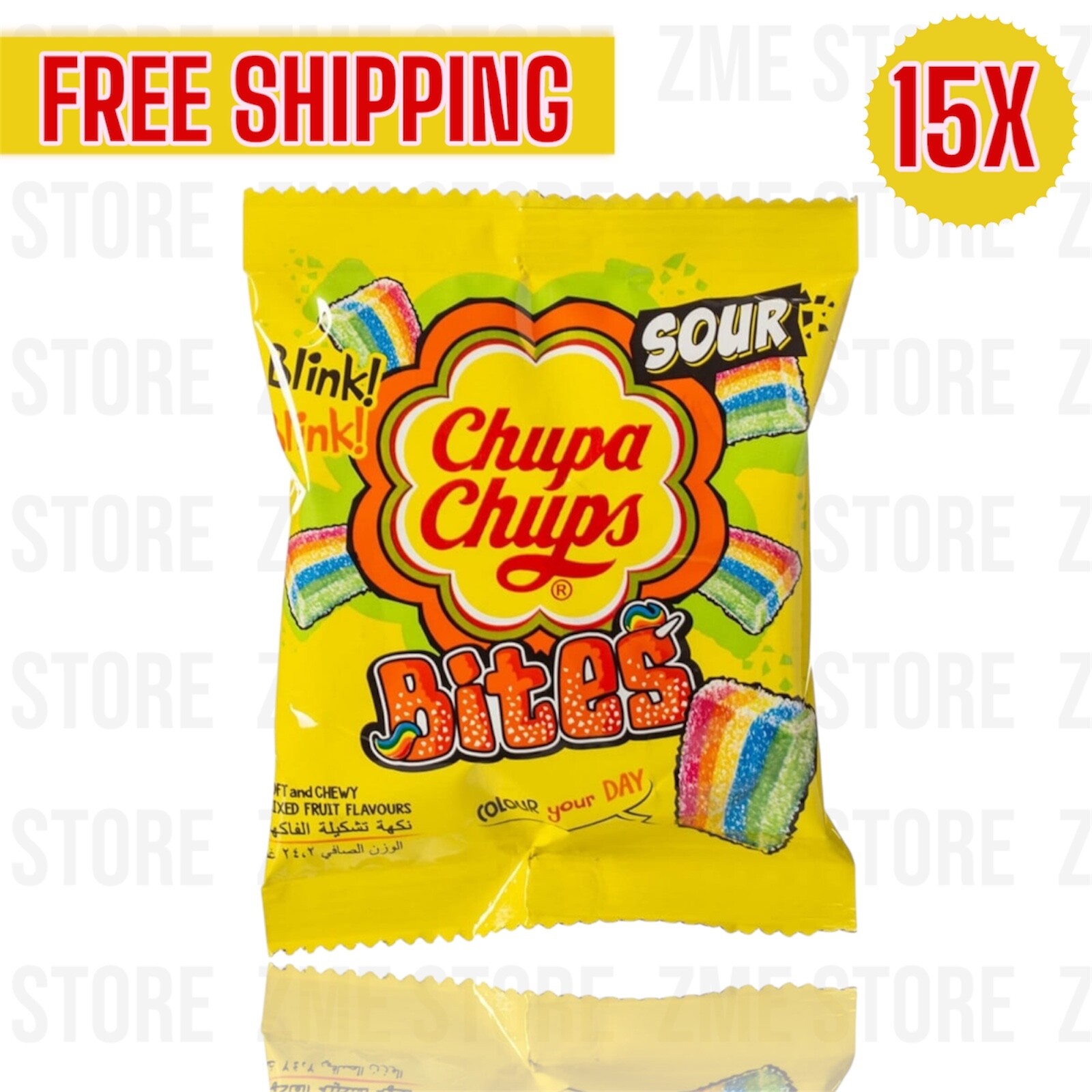 15 Pack x Chupa Chups Sour Bites Candy Multi Color , 24 Gram