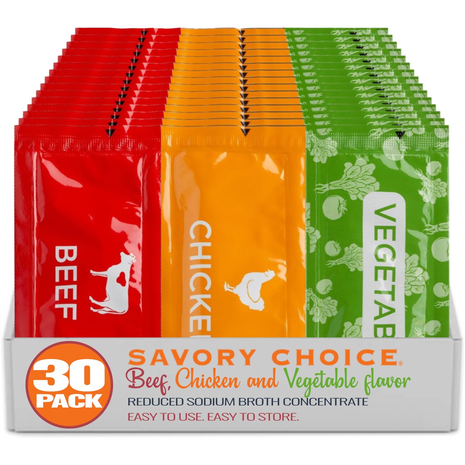 SAVORY CHOICE Reduced Sodium Beef, Chicken and Vegetable 1 Count (Pack of 30)