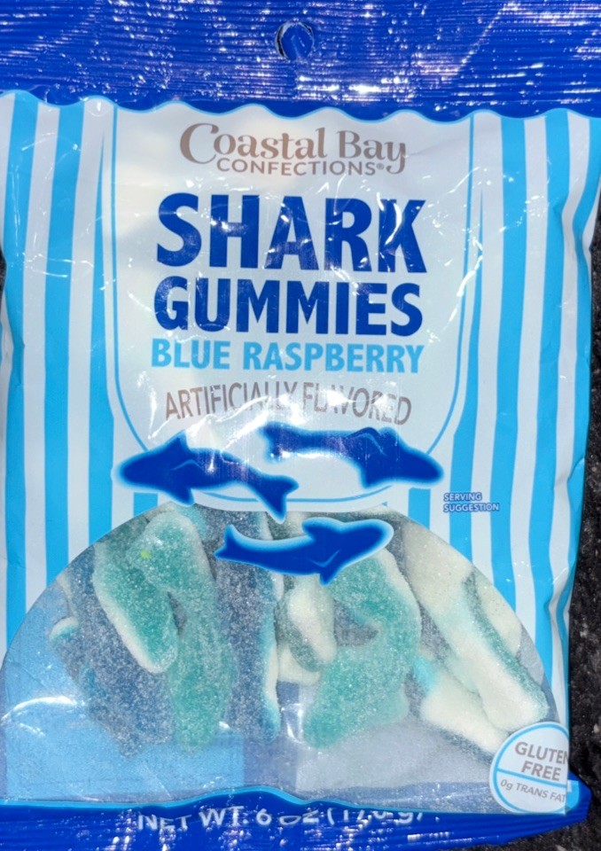 Greenbrier Blue/White Blue Raspberry Shark Gummies 6oz/170g-Brand New-SHIP N 24H