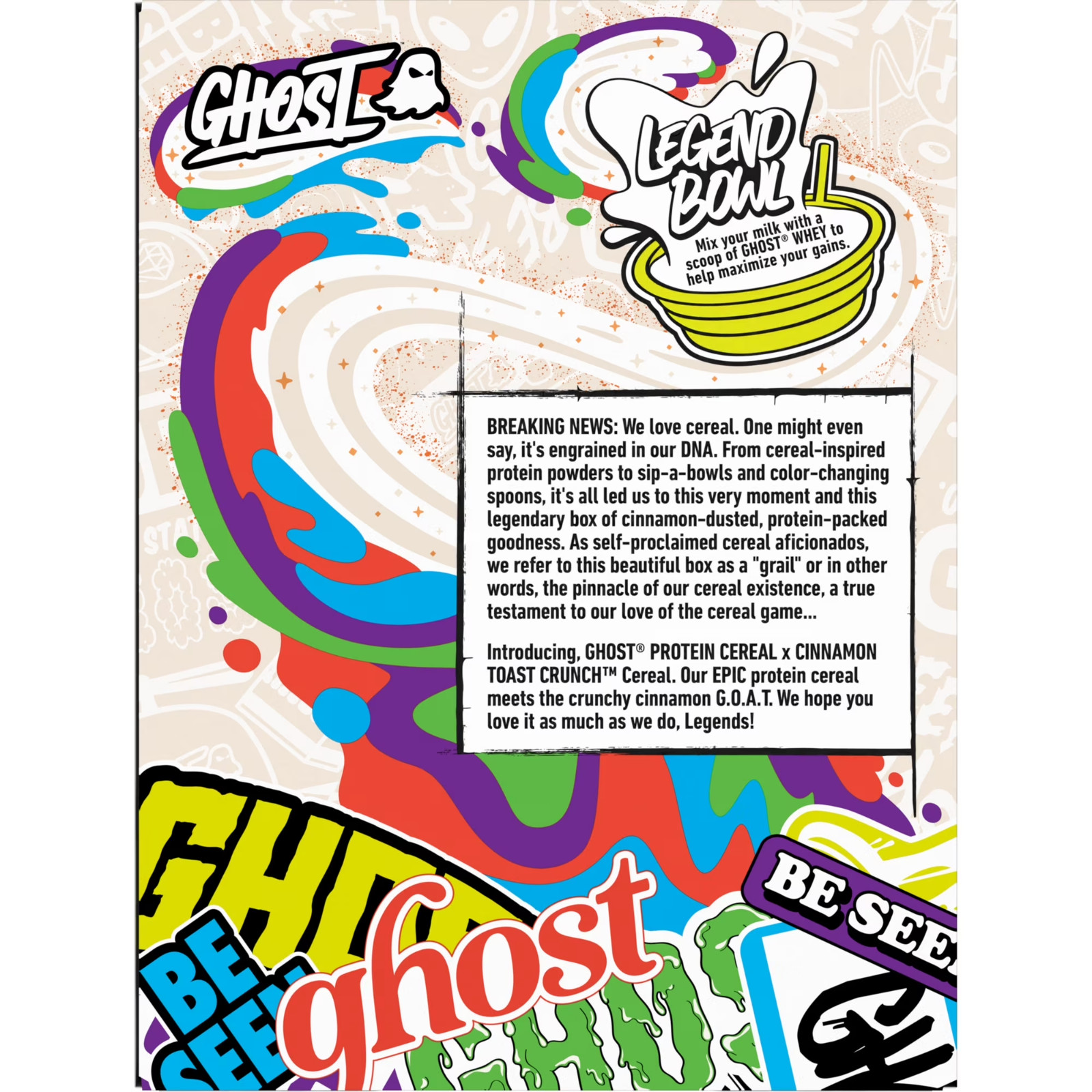 GHOST PROTEIN CEREAL, CINNAMON TOAST CRUNCH Flavor, 17G Protein, 9.2 oz