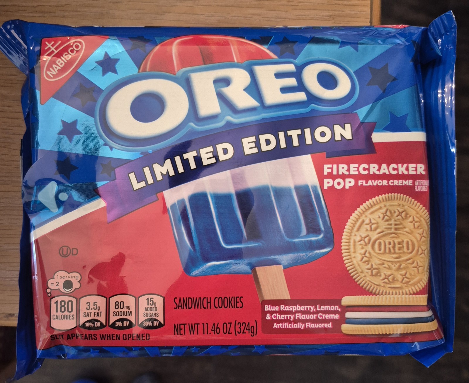 Oreo Firecracker Pop Flavor Cookies Red White Blue Limited Edition 11.46oz Pack