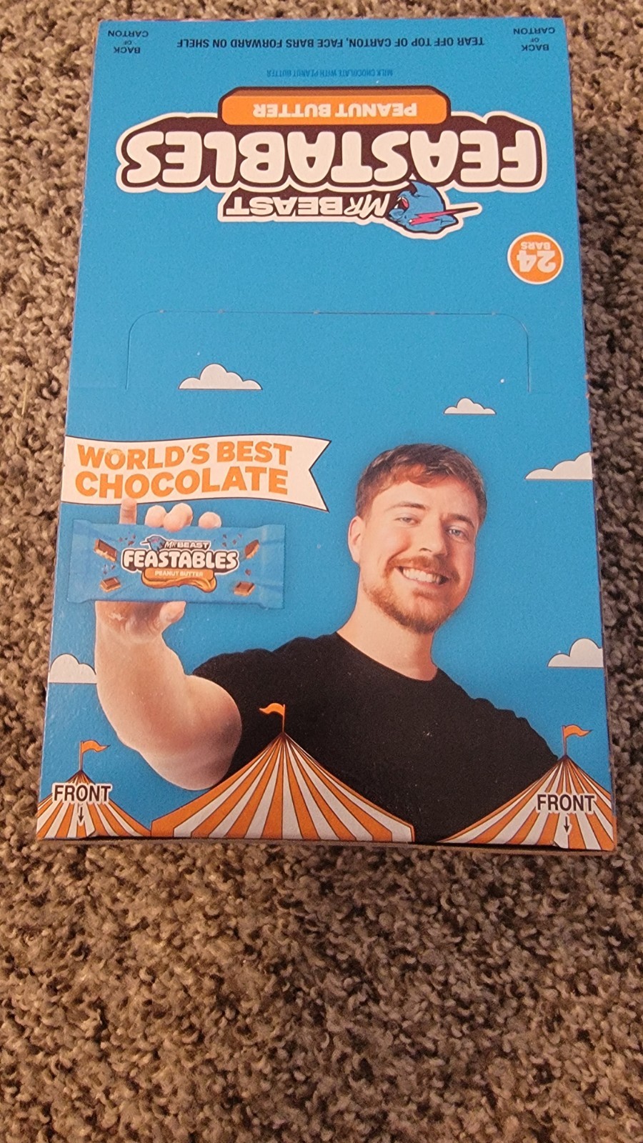 Mr Beast Feastables Peanut Butter Chocolate Bars 24 Count 1.24 ozBest By 05/2026