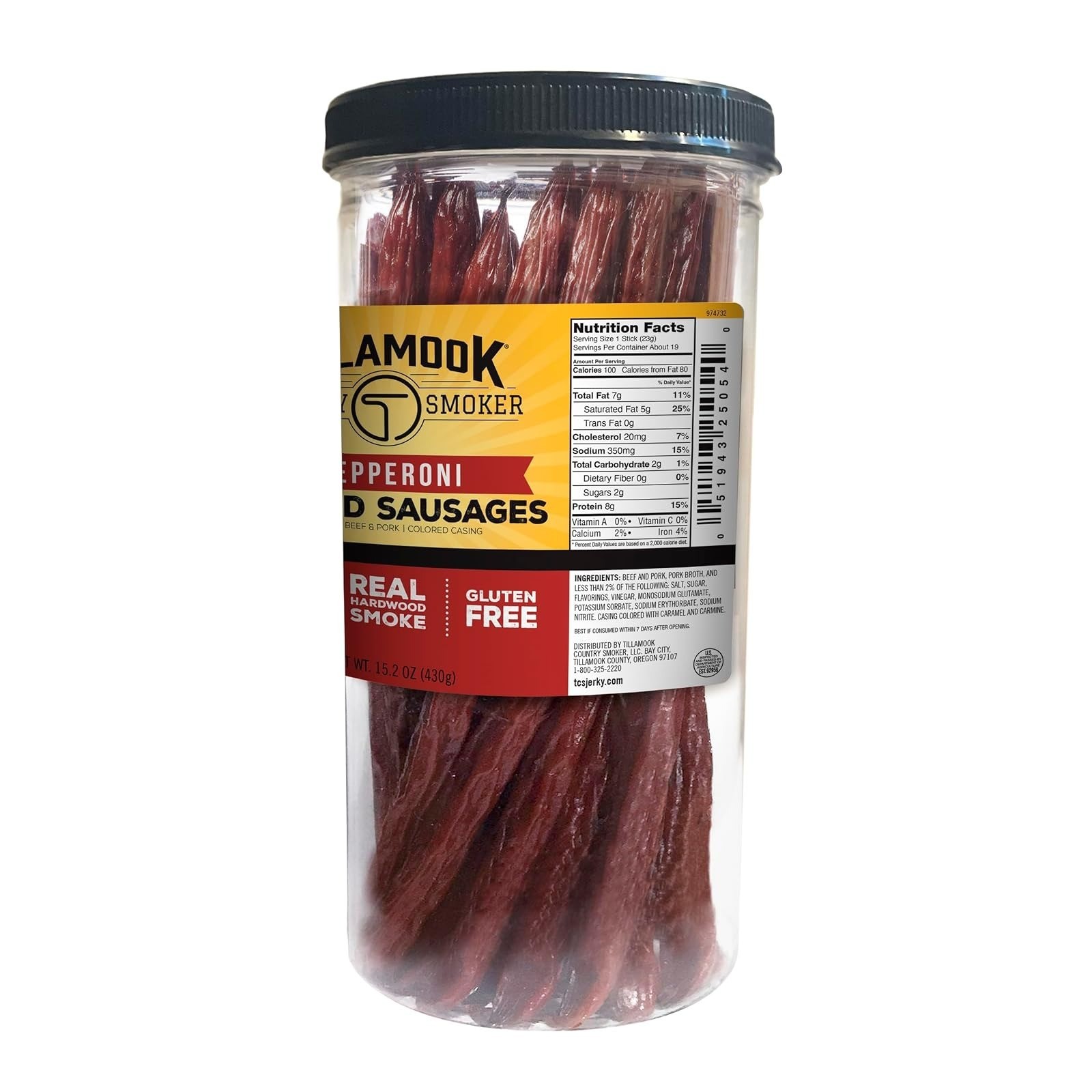 Tillamook Country Smoker Pepperoni Sausages 15.2 Oz Jar | Keto Snack