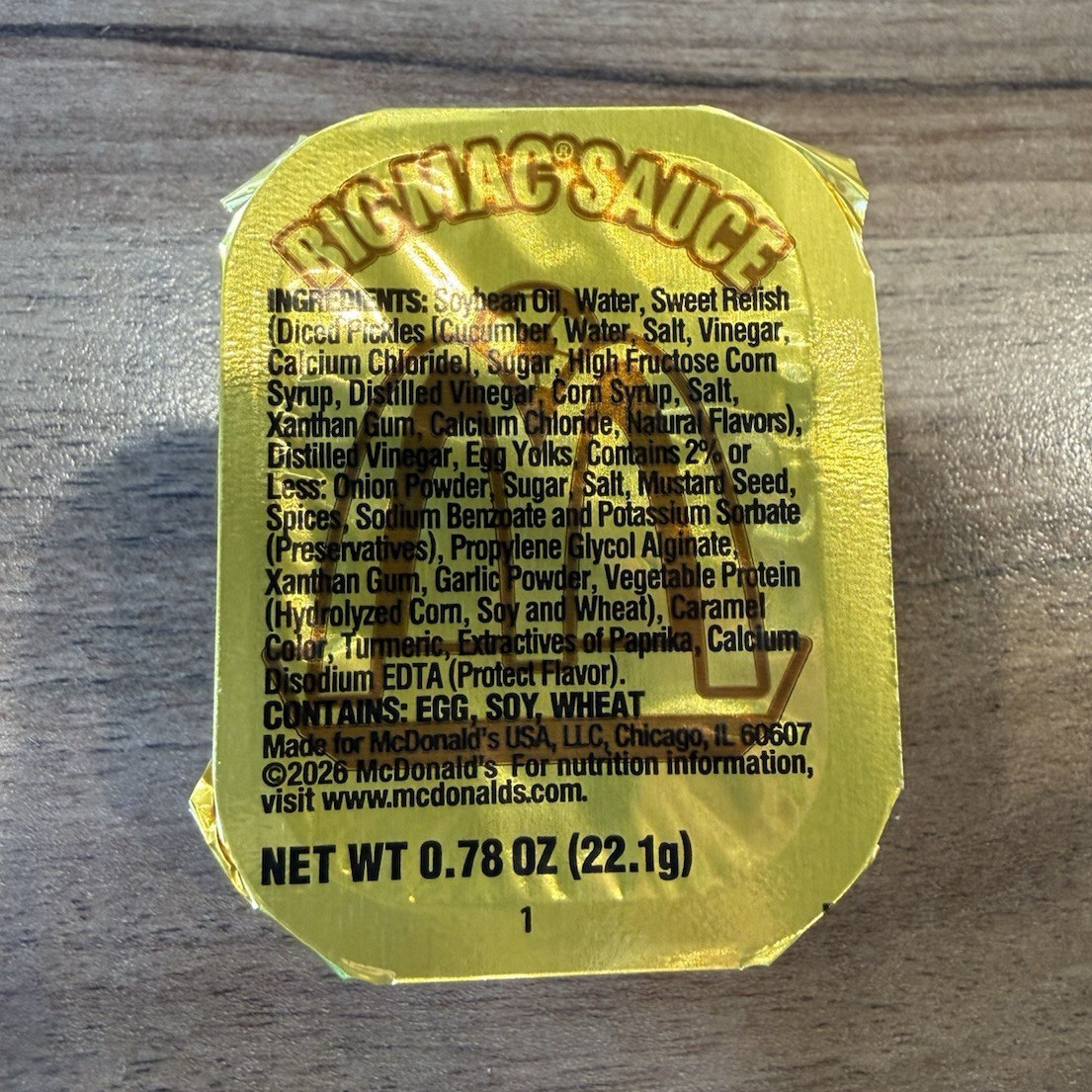 McDonald’s Big Mac Sauce Cup Packet, 0.78 oz (22.1g), Single Serving