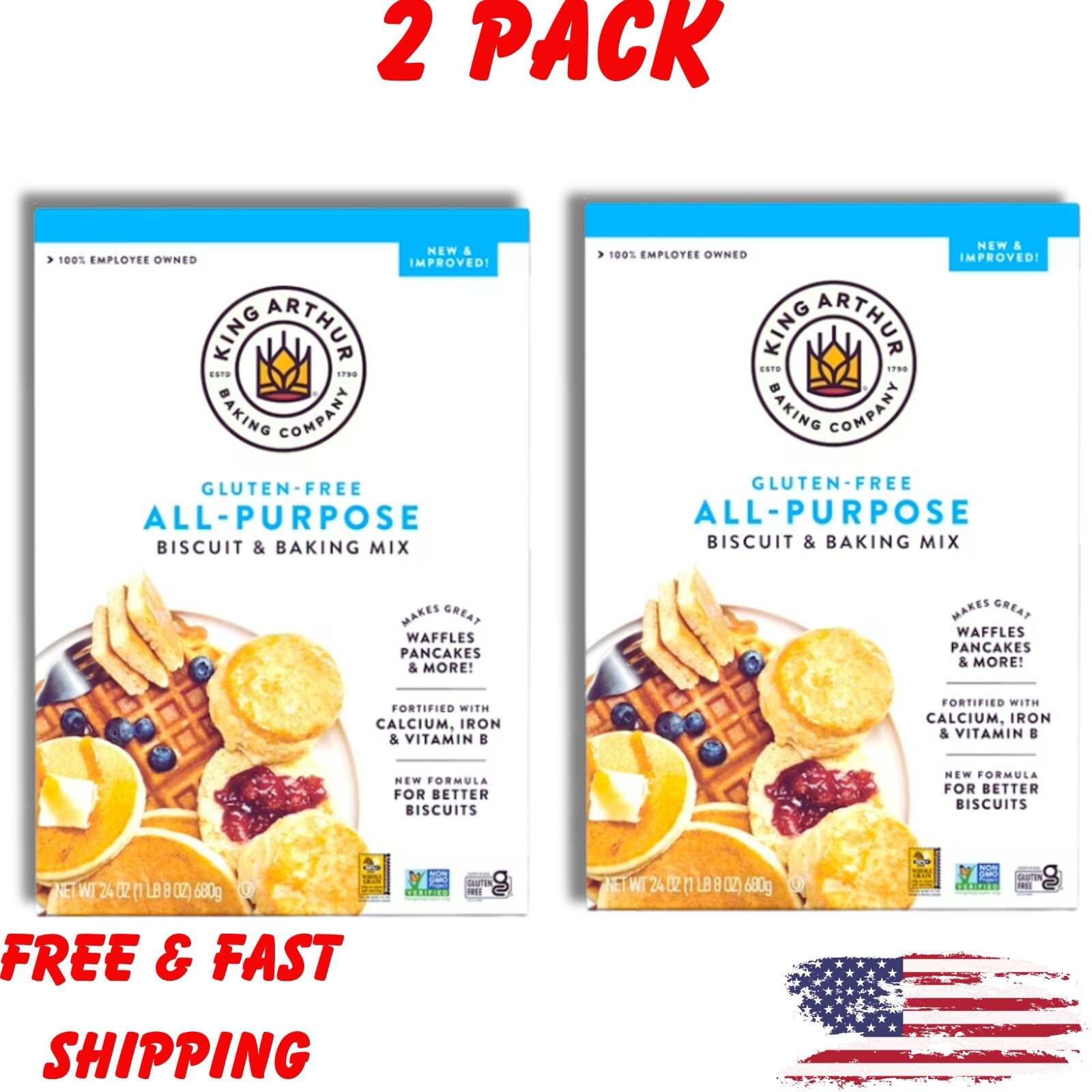 (2 pack) King Arthur, Gluten Free All-Purpose Baking Mix, Gluten Free