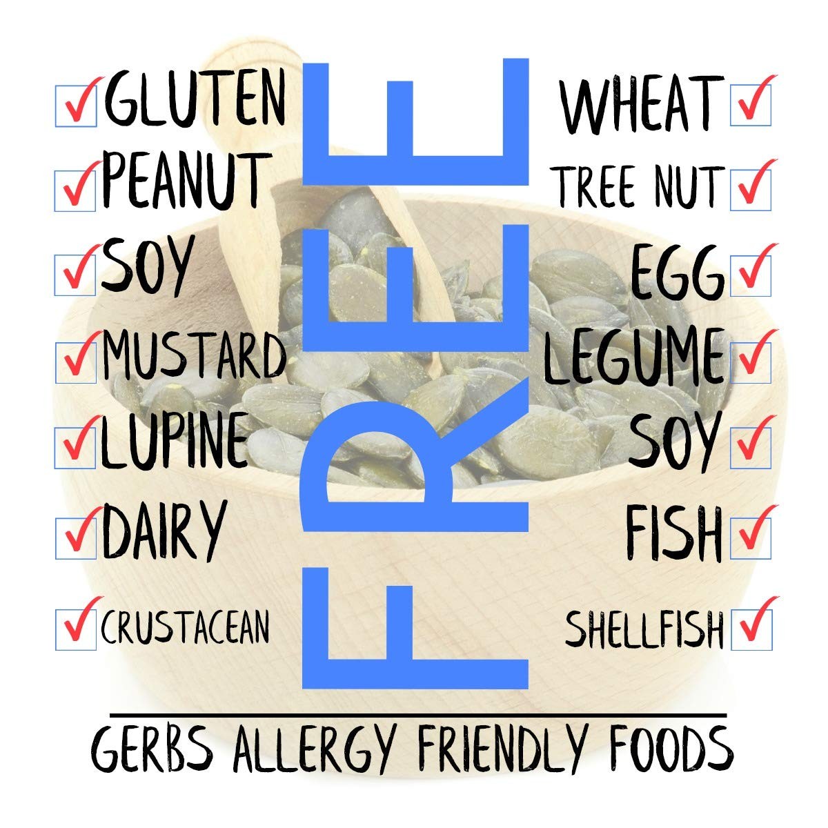 GERBS Unsalted Pumpkin Seed Kernels 2 LBS|Top 14 Allergy Free Food |Use in sa…